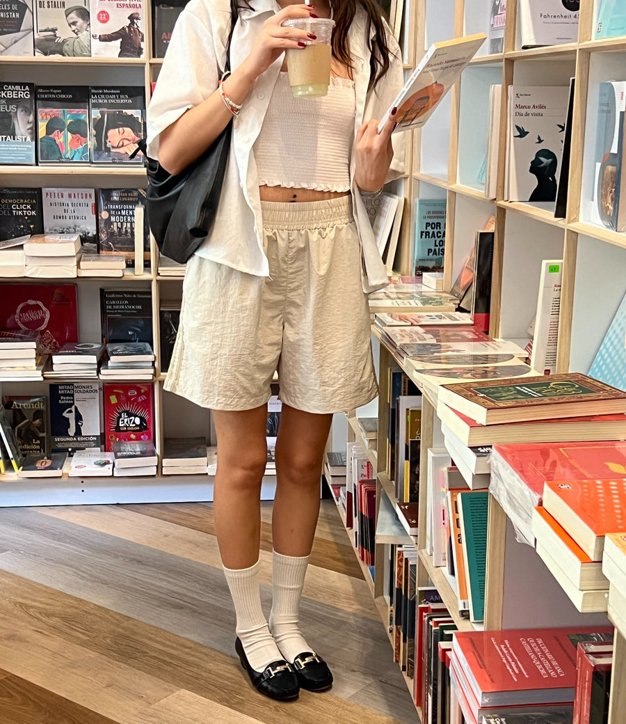 Beige Retro Short