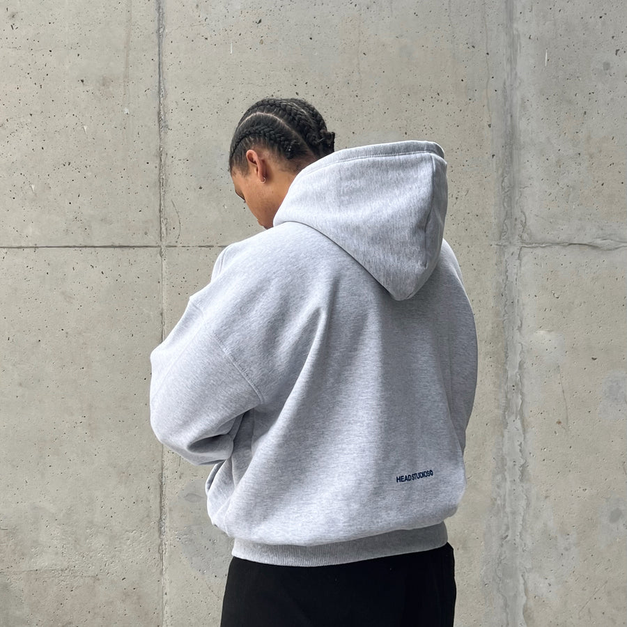 GREY MARL HOODIE CROPPED